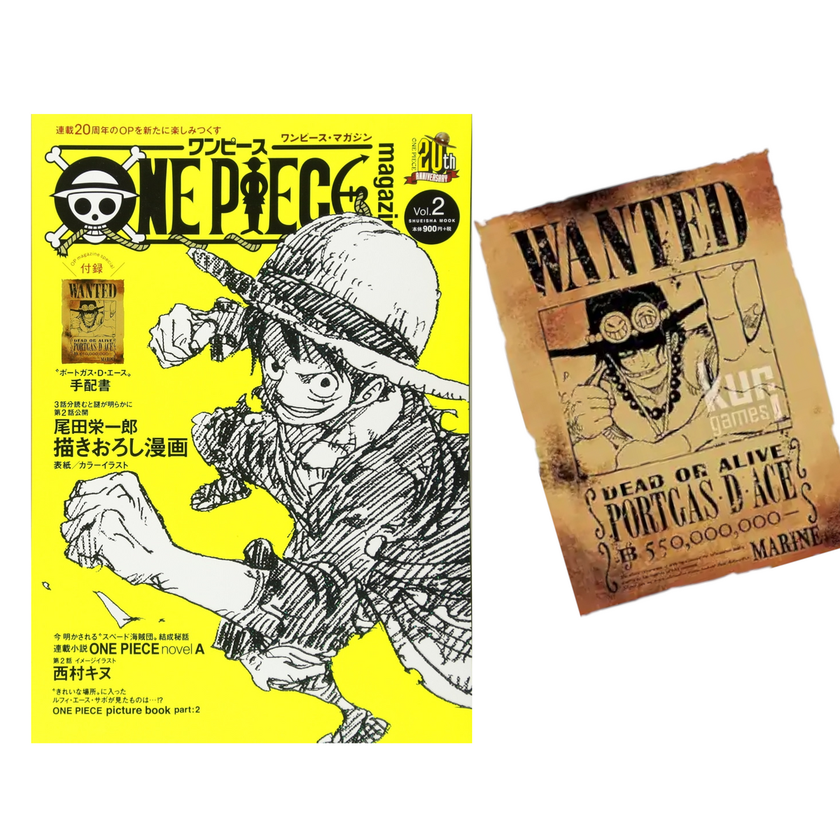 One piece magazine Vol 2 avec son poster Wanted Ace